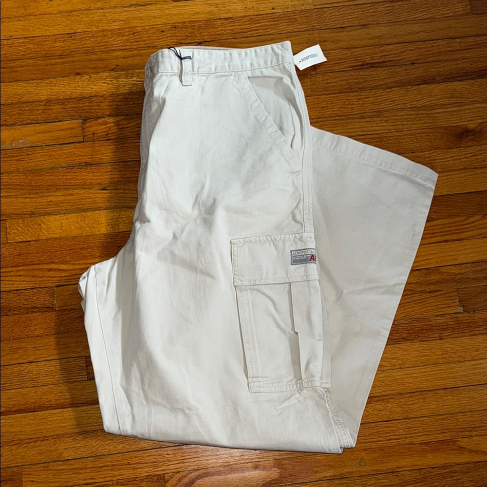 Aeropostale White Cargo Pants Straight Leg Cotton